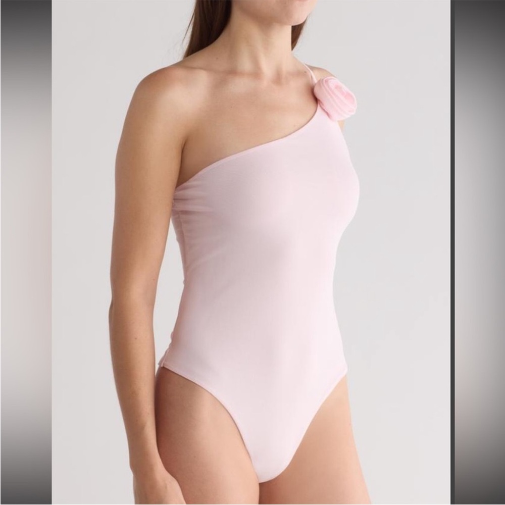 AFRM Katie Rosette One Shoulder Pink Bodysuit Size M